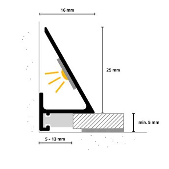 END PROFILE SLED16X5 ALU BLACK C35